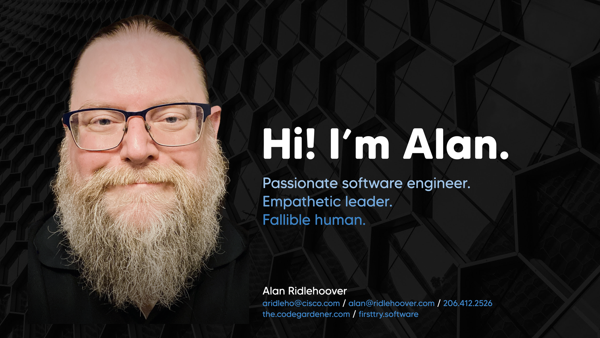Alan Ridlehoover's Leadership Deck - Title Slide with my headshot