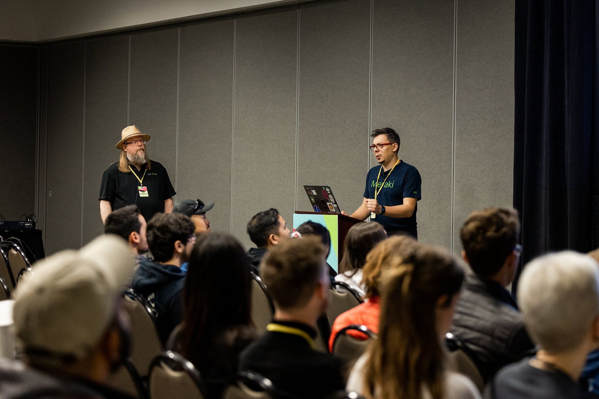 Alan Ridlehoover & Fito von Zastrow (behind podium) speaking at RailsConf 2023